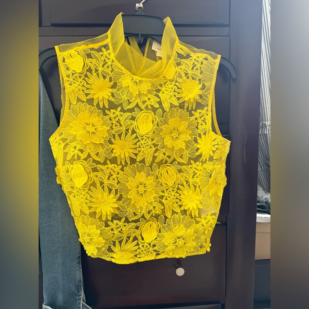 Maeve Bright Yellow Floral Lace Sleeveless Camisole